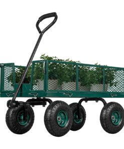 TAIFA Heavy Duty Steel Garden Cart 880 Lbs Capacity with Removable Sides for Yard Lawn and Farm, Metal Utility Wagon with 180° Rotating Handle, Green