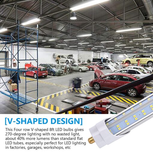 BSK.BESTKA (10-Pack),8 Foot LED Bulbs,120W 19000lm 6000K Cold White, Super Bright, T8 T10 T12 LED Tube Lights, V Shaped 8FT LED Tube Light 270 Angle,FA8 Single Pin LED Lights, Clear Cover - Image 6