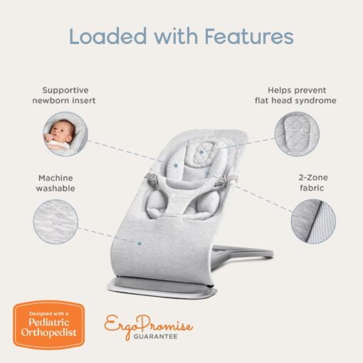 Ergobaby Evolve 3-in-1 Bouncer, Adjustable Multi Position Baby Bouncer Seat, Fits Newborn to Toddler, Oxford Blue - Image 6