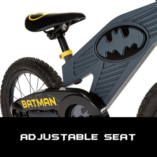 Batman 16 Inch Bike for Kids | Detachable Training Wheels for Safety and Balance | Pedal Powered Bicycle for Young Superheros Ages 4-8 | Perfect Boys & Girls Gift | Adjustable Seat - Image 2