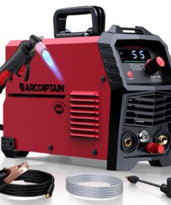ARCCAPTAIN 55A Plasma Cutter, Large LED Display, Non-Touch Pilot ARC Plasma Cutting Machine, 110/220V Dual Voltage IGBT Inverter, 1/2" Clean Cut, Post Flow, 2T/4T, for Beginners DIY