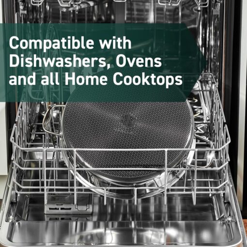 HexClad Hybrid Nonstick 7-Quart Sauté Pan with Tempered Glass Lid, Chicken Fryer, Stay-Cool Handles, Dishwasher-Friendly, Oven-Safe Up to 900°F, Induction-Ready, Compatible with All Cooktops - Image 4