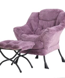 Tiita Lazy Chair with Ottoman, Modern Plush Accent Lounge Chair, Leisure Sofa Armchair with Ottoman, Reading Chair with Footrest for Bedroom, Living Room, Dorm Rooms, Garden and Courtyard