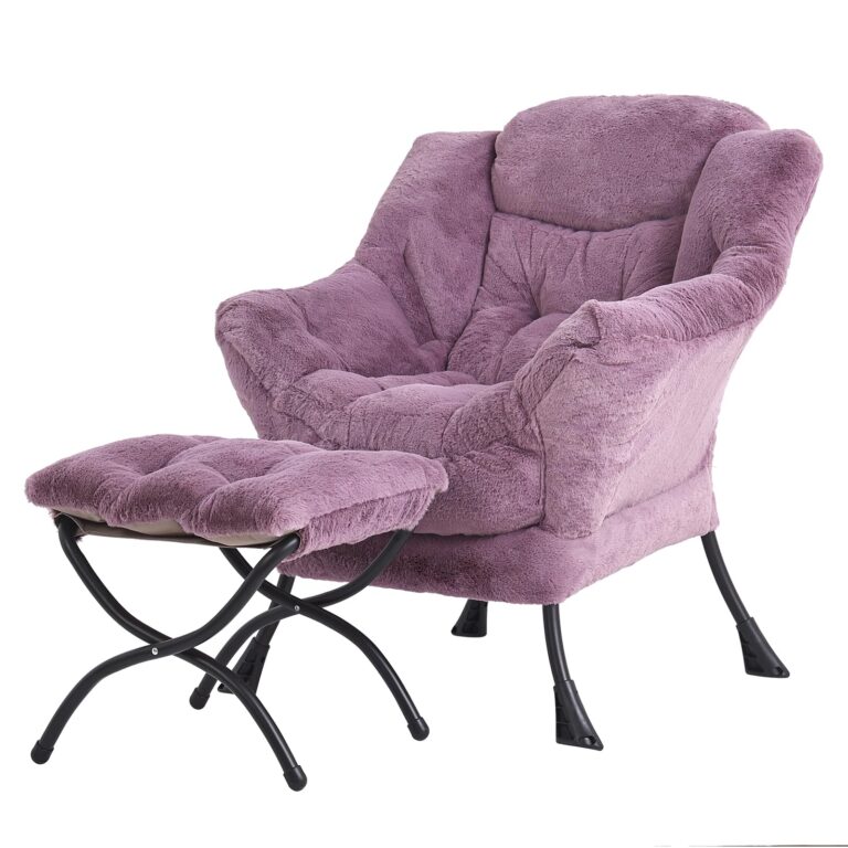 Tiita Lazy Chair with Ottoman, Modern Plush Accent Lounge Chair, Leisure Sofa Armchair with Ottoman, Reading Chair with Footrest for Bedroom, Living Room, Dorm Rooms, Garden and Courtyard