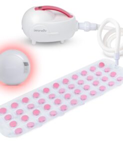 SereneLife Bubble Bath Mat – Portable Spa with Adjustable Intensity, Waterproof LED Light, Pillow & Remote Control for Ultimate Relaxation (Pink)