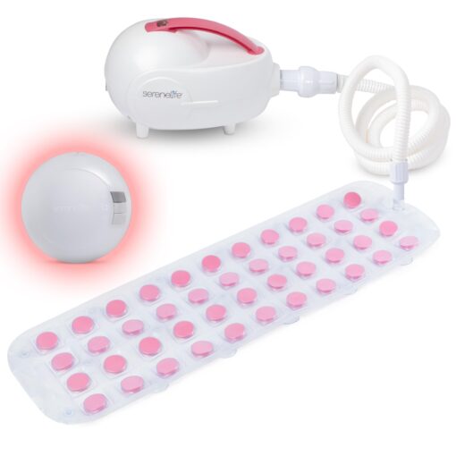 SereneLife Bubble Bath Mat – Portable Spa with Adjustable Intensity, Waterproof LED Light, Pillow & Remote Control for Ultimate Relaxation (Pink)