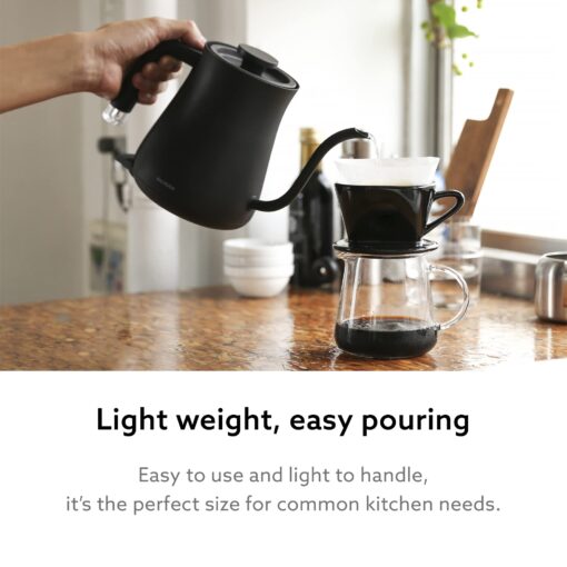 BALMUDA The Kettle | Electric Gooseneck Kettle | Lightweight | Stainless Steel | 0.6L (20fl oz) Capacity | Neon Light Indicator | Perfect for Tea and Coffee | US Version | Black - Image 8