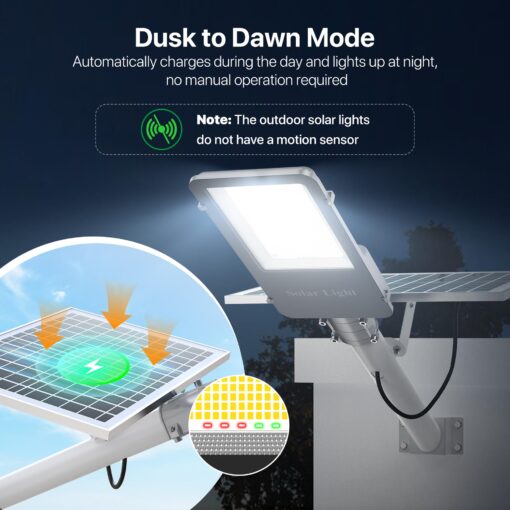Solar Street Lights Outdoor Waterproof - 6000W Solar Lights Outdoor Dusk to Dawn Parking Lot Light Commercial, 7000K LED Street Light Powered Flood Security Heavy Duty for Yard, Outside(2 Pack) - Image 5