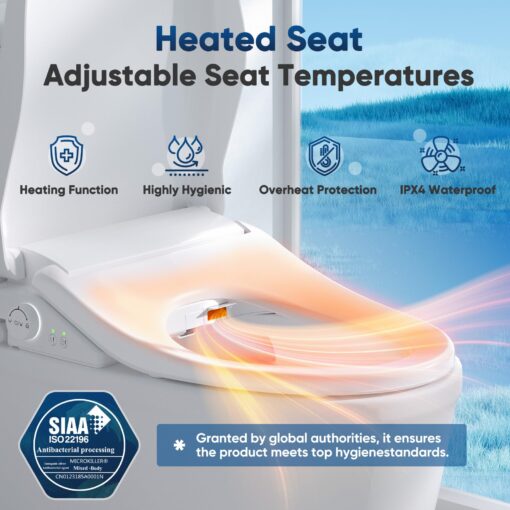 Bidet Toilet Seat Oval Smart Electric Heated Toilet Seat with Warm Water & Dryer, Feminine & Child Wash, Self-Clean Stainless Steel Nozzle, Adjustable Water Pressure, Slow Close Lid - Image 5
