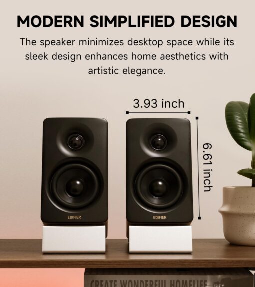 Edifier M60 Multimedia Speaker Bluetooth 5.3, 66W RMS, Hi-Res Audio & Hi-Res Wireless Audio, LDAC,3" Mid Bass & 1" Tweeter, USB-C & Aux Inputs, Compact Desktop Speaker – Classic Oak - Image 2