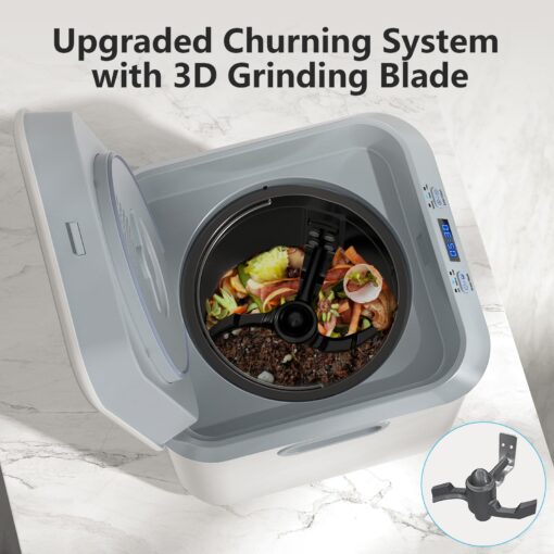 Electric Composter for Kitchen: Smart Compost Bin Outdoor/Indoor, Odorless/Auto-Cleaning/Intelligent LED Display, 2.5L Auto Garbage Disposal Home Countertop Composting Bin, Turn Waste into Fertilizer - Image 5