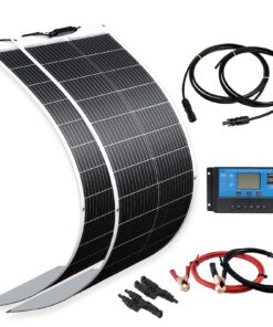 XINPUGUANG Solar Panel 200W 12V Flexible System Kit,2X100W Monocrystalline Fiberglass Module 20A Controller Extension Cable for Off Grid Home,RV,Caravan,Boat and Other Battery Charger（200W