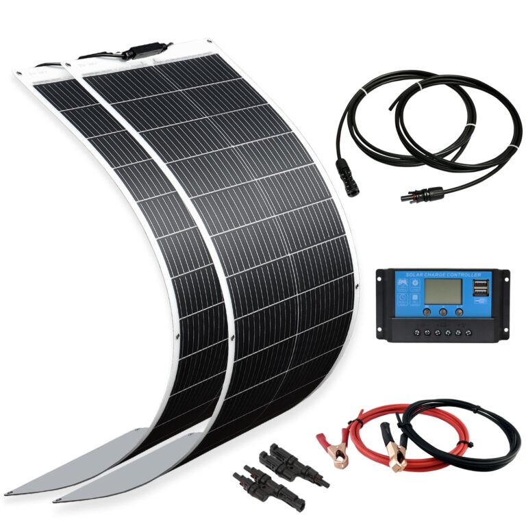 XINPUGUANG Solar Panel 200W 12V Flexible System Kit,2X100W Monocrystalline Fiberglass Module 20A Controller Extension Cable for Off Grid Home,RV,Caravan,Boat and Other Battery Charger（200W