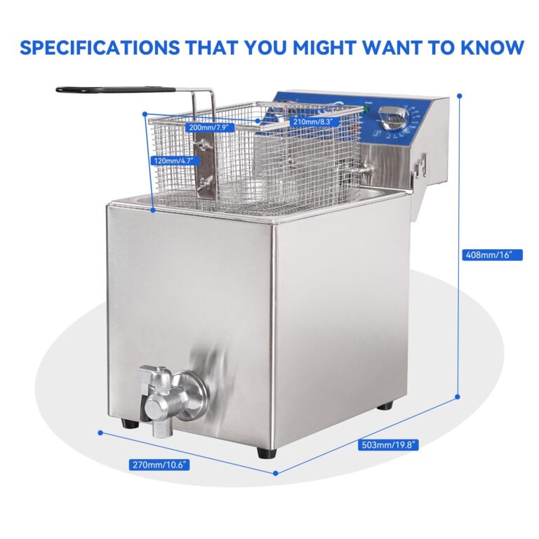 TOPKITCH 8.5Qt Electric Fryer with Oil Drain,30 Minutes Timer,Stretch forming oil tank,Lid and Solid Wire Mesh Basket,Medium Duty Commercial Electric Countertop Deep Fryers-120V,1800W - Image 3