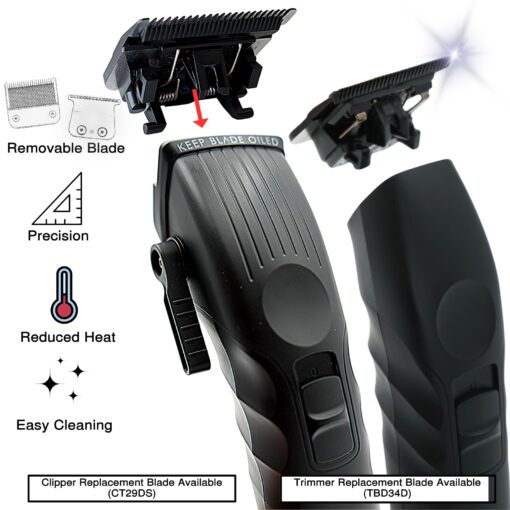 Supreme Trimmer 2-in-1 2Spee Beard Trimmer & Hair Clipper Combo | Removable Blades, 2 Speeds, LCD Display | Cordless Professional Barber Tools - Easy Color Coded Clipper Guide Combs | STB280 (Black) - Image 8