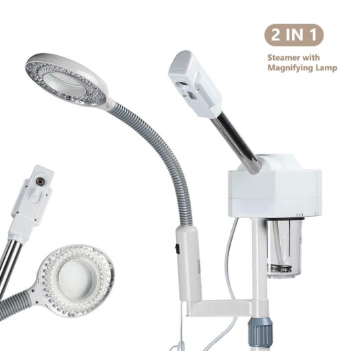2 in 1 Professional Ozone Nano Ionic Face Steamer with 5X Magnifying Lamp, Large Aromatherapy Facial SteamerHumidifier Vaporizer Mist Steam Inhaler for Salon Spa Beauty Skin Care, White - Image 9