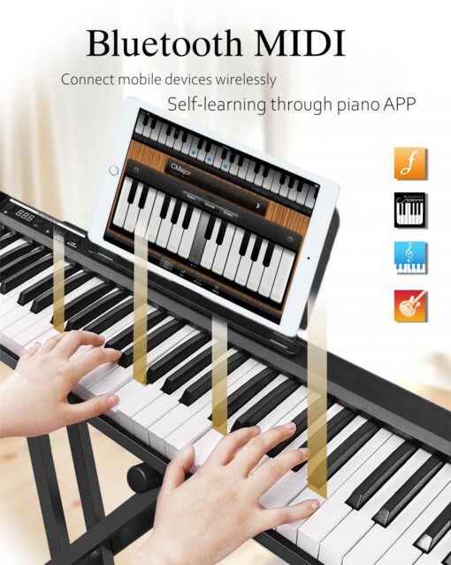 Longeye Piano Keyboard 88 Keys Compact Portable Digital Piano for Beginners with Semi-Weighted Full-Size Keys, Stand, Headphones, Sustain Pedal, Carrying Case, White - Image 5