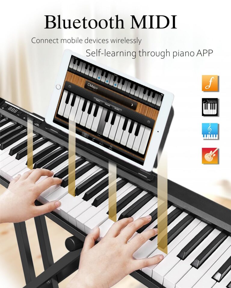 Longeye Piano Keyboard 88 Keys Compact Digital Piano for Beginners with Full Size Semi Weighted Keys, Sustain Pedal, Headphones, Carrying Case (88 Key With Stand, Black) - Image 5