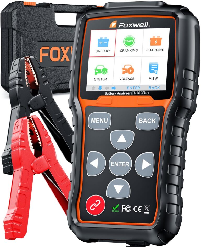 FOXWELL BT705 Plus Car Battery Tester 12V 24V Automotive, 100-2000CCA Battery Load Tester Digital Battery Analyzer Charging System Alternator Analyzer Cranking Checker for Car Heavy Duty Truck Marine