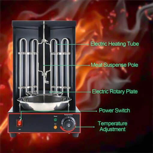 Electric Vertical Rotisserie Shawarma Broiler Kebab Grill Machine Rotating Grill With Temperature Chime,(Patented Product) - Image 7
