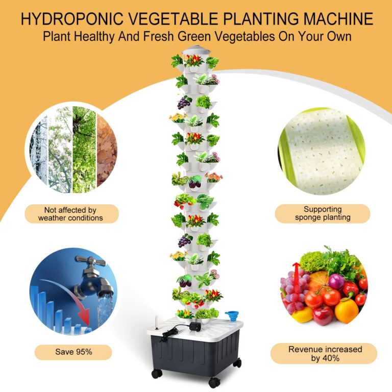 JPWDDWYT Hydroponics Tower Indoor Growing System Vertical Garden Planter Indoor Smart Garden Kit with Pump and Movable Water Tank Vegetable Plant Gift for Gardening Lover (70-Plants) - Image 7