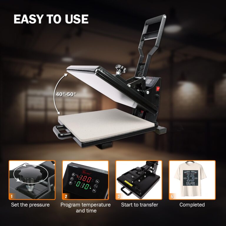 PowerPress Industrial-Quality Digital Sublimation Heat Press Machine for T Shirt, 15x15 Inch, Black - Image 4