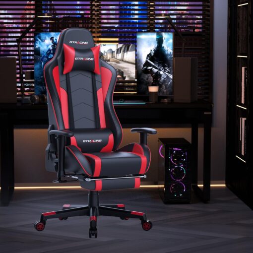 GTRACING Gaming Chair with Footrest Speakers Video Game Chair Bluetooth Music Heavy Duty Ergonomic Computer Office Desk Chair Red - Image 7