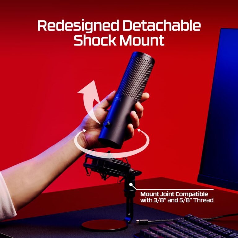 HyperX QuadCast 2 S – USB Microphone, with RGB Lighting, Streaming and Podcasting, with On-Board Controls, LED Lighting, Removable Shock Mount, PC, Mac, USB-C - Black - Image 6