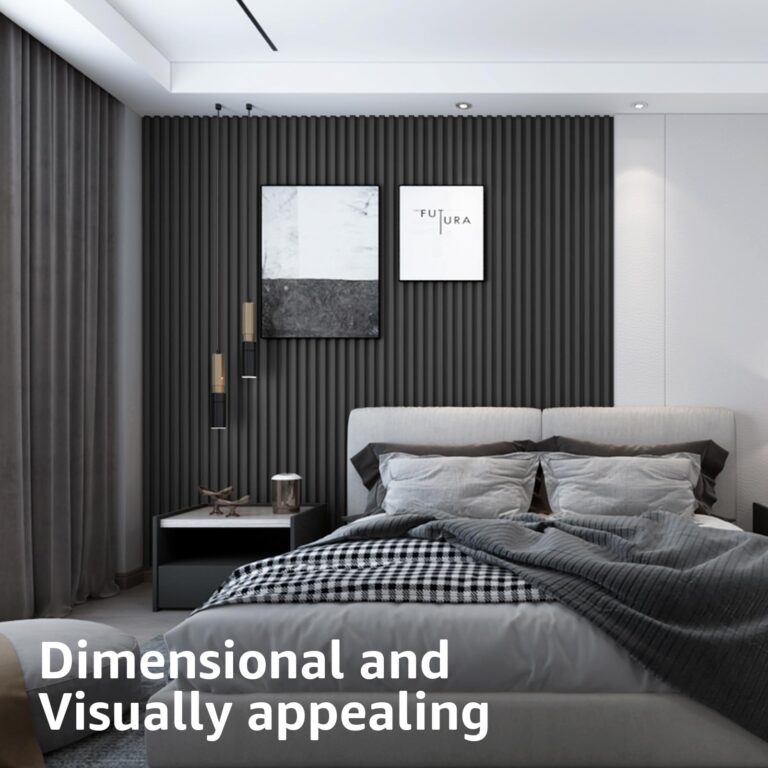 Art3d 8-Pack 96 x 6in. WPC Acoustic Slat Wall Panel for Modern Interior Decor, TV Background, Living Room, Matte Black - Image 6