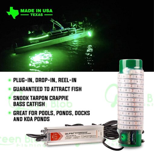 Green Blob Outdoors New Underwater Fishing Light for Docks with 30ft Cord, LED, Fish Attracting, Crappie, Snook 7500 Lumen 110V, Made in Texas - Image 7