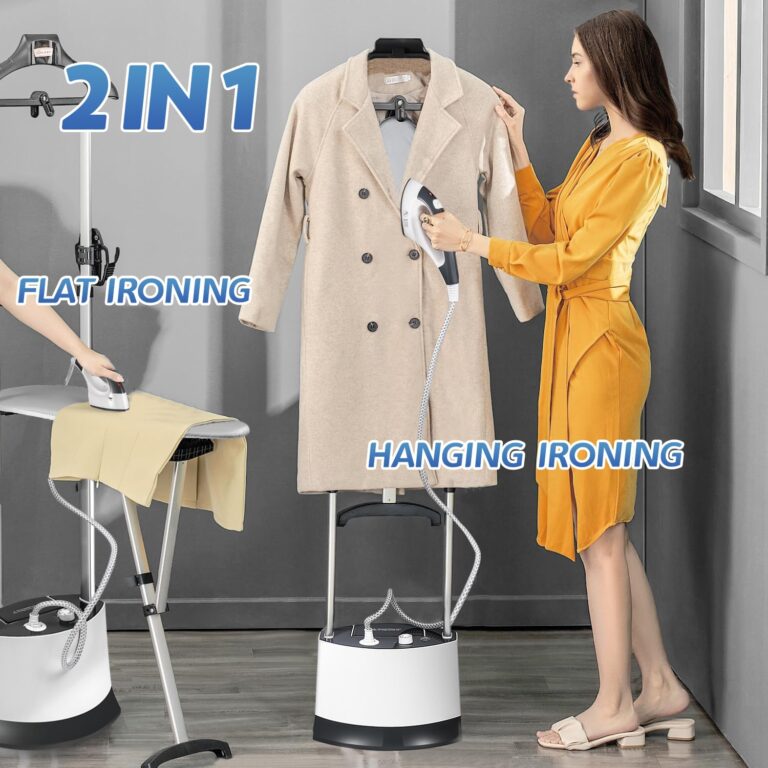 Hapyvergo Standing Garment Steamer for Clothes Suitable For All Fabric Types, Flat Hanging Iron Rapid Heats in 25s for 1 Hour Powerful Steam, with Garment Hanger, ironing board, Ironing Gloves - Image 5