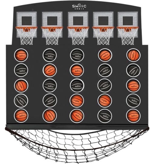 SWOOC Games - Low Post Lineup™ | Wall Mounted Giant Basketball 4 In A Row w/ 5+ Games | Basketball Hoop For Room Wall Games | Game Room Games | Mini Basketball Hoop Indoor Connect | Four In A Row Game