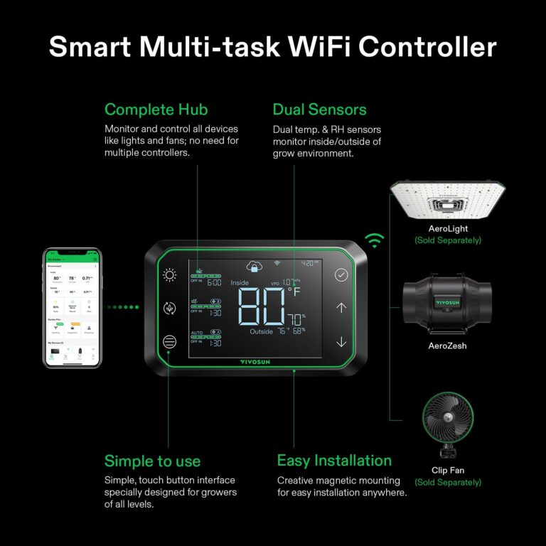 VIVOSUN Smart Air Filtration PRO T6 Kit 6", AeroZesh T6 Inline Duct Fan w/GrowHub E42A Temp. Humidity WiFi-Controller, Carbon Filter & Ducting, Cooling & Ventilation System for Grow Tent, Hydroponics - Image 7