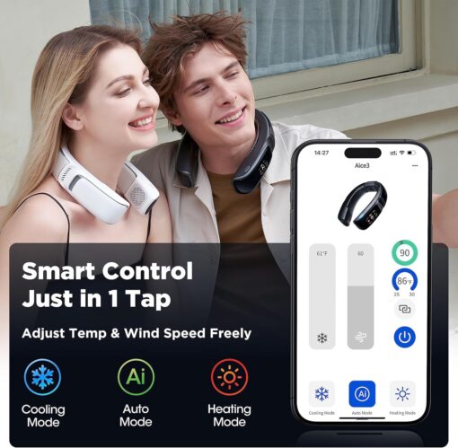 RANVOO No.1 Cooling A/C AICE 3 AI Neck Air Conditioner 7000mAh 30H [Full-body Cooling/Heating] for All Seasons [Health Monitor] Personal Neck Fan Cooler Heater Rechargeable Wearable Music Call Gift - Image 3