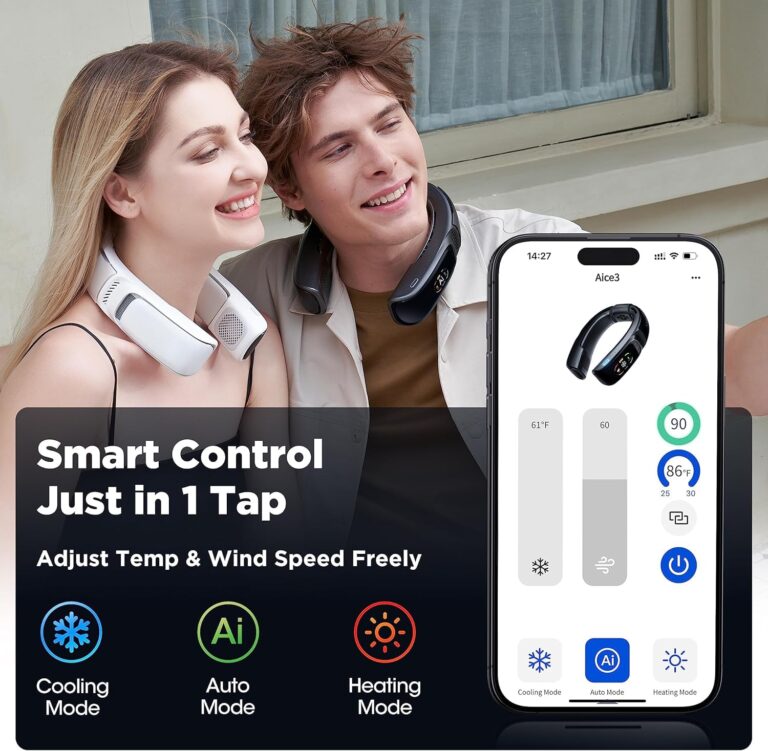 RANVOO No.1 Cooling A/C AICE 3 AI Neck Air Conditioner 7000mAh 30H [Full-body Cooling/Heating] for All Seasons [Health Monitor] Personal Neck Fan Cooler Heater Rechargeable Wearable Music Call Gift - Image 3