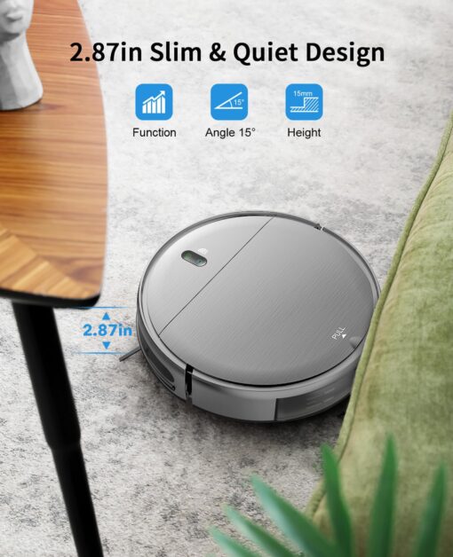 Robot Vacuum and Mop Combo, 2 in 1 Mopping Robot Vacuum Cleaner with Schedule, Wi-Fi/Voice/App, Strong Suction, Ease of Use, Self-Charging Robotic Vacuum, Slim, Ideal for Hard Floor, Pet Hair, Carpet - Image 4