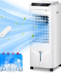 Uthfy 1800 CFM Evaporative Air Cooler, 32 Inch Swamp Cooler Air Conditioner with 4.2 Gal Water Tank, 120°Oscillation, 12H Timer, 3 Speed, 4 Modes, Remote, Portable Cooling Fan for Bedroom, Living Room