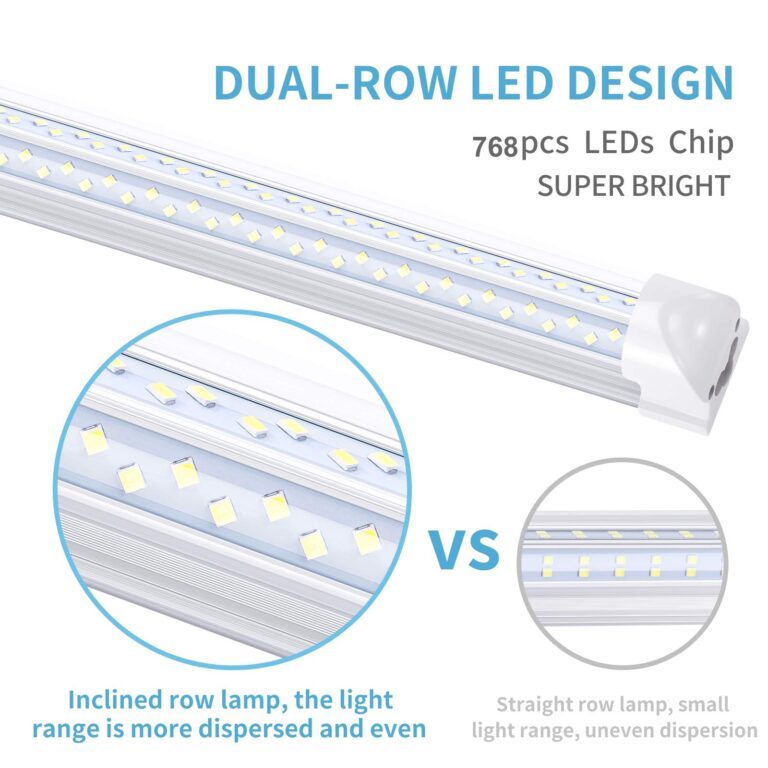 LIGHEART LED Light Fixture,120W 8FT Linkable Shop Light, T8, V-Shaped, Integrate 8 Foot Light Tube,14400LM,Clear Lens 6000K, Plug and Play,Fluorescent Lamp Replacements(6-Pack) - Image 7