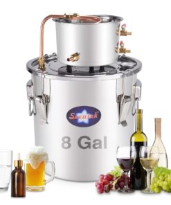 Seeutek Alcohol Still Kit Complete, 8 Gal / 30 L Stainless Steel Water Alcohol Distiller with Water Pump & Thermometer, DIY Distillery Kit with Extended Copper Pipe to Speed Up Brewing