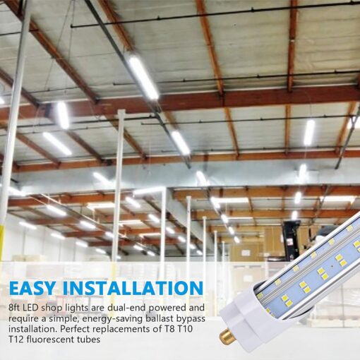 BSK.BESTKA (10-Pack),8 Foot LED Bulbs,120W 19000lm 6000K Cold White, Super Bright, T8 T10 T12 LED Tube Lights, V Shaped 8FT LED Tube Light 270 Angle,FA8 Single Pin LED Lights, Clear Cover - Image 7