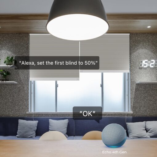 THIRDREALITY ZigBee Smart Blind, Motorized Blackout Window Shades with Remote, Cordless Honeycomb Blinds, Automatic Height Setting, AA Batteries Powered, 31" W x 72" H Beige/White - Image 2