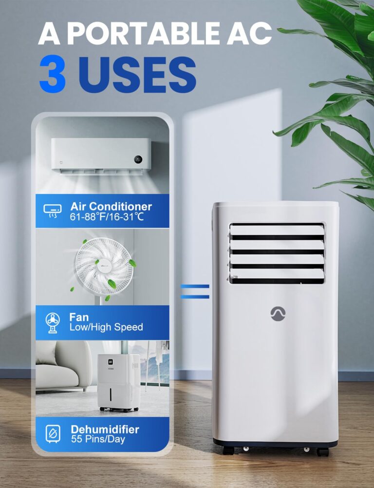 Portable Air Conditioners, 10000 BTU Air Conditioner Portable for Room up to 450 Sq. Ft., 3-in-1 Portable AC Unit with Digital Display, Remote Control, Window Installation Kit, 24H Timer, Sleep Mode - Image 6