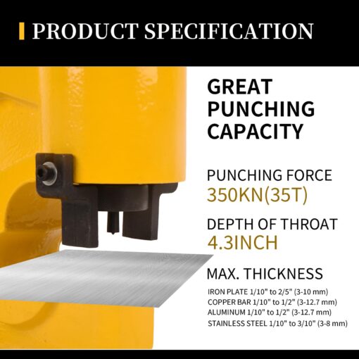 LCyindu 35T Hydraulic Hole Punching Tool Hole Digger Force Puncher,3/8",1/2",5/8",3/4" Puncher Apertures,Smooth Hole Puncher for Aluminum Stainless Steel Iron Plate Copper Bar,CH-70 - Image 4