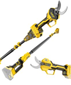 2-IN-1 Electric Pole Pruning Shears Cordless Compatibility with DEWALT 20V MAX Battery, 1.6" Cutting Diameter Pruner, 14.8 FT MAX Extension Pole Saws for Tree Trimming, LCD Display(NO Battery)