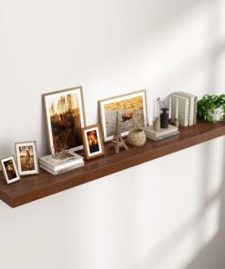 Large Floating Shelves for Wall, 72"W x 11.6"D x 2"H, 1 Pack of Long Wall Mounted Engineered Wood Shelves with Invisible Brackets for Living Room Bedroom Bathroom Kitchen Decor and Storage, Walnut