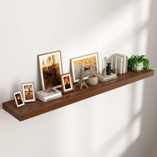 Large Floating Shelves for Wall, 72"W x 11.6"D x 2"H, 1 Pack of Long Wall Mounted Engineered Wood Shelves with Invisible Brackets for Living Room Bedroom Bathroom Kitchen Decor and Storage, Walnut