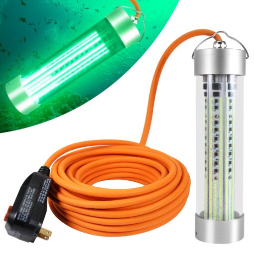 HUSUKU FS3-1 LED Underwater Fishing Light - AC110V 800W 80,000LM with 50ft Cord Green Night Fishing Finder, Fish Attractor, IP68 Led Submersible Lamp for Dock, Crappie, Snook, Squid, Shad, Shrimp