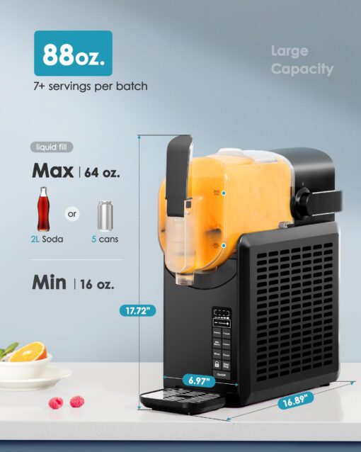 EUHOMY 88oz Slushie Machine, No Ice Needed Slushy Machine for Home, Professional Frozen Drink Maker, Self-Cleaning, 5 Preset Programs, Frozen Margaritas, Frappés, Milkshake. - Image 3