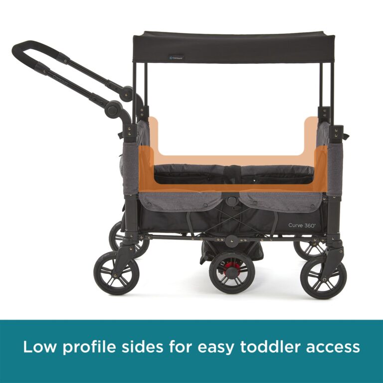 Contours Curve 360 Lightweight Double Baby Stroller Wagon for 2 Kids, Fits Infant Car Seats, Ultra Maneuverable, Easy in and Out for Toddlers with Deep Footwell, Storage Pockets and Adjustable Handle - Image 14