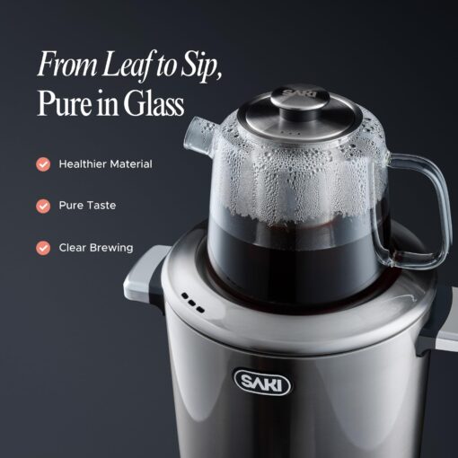 SAKI Chaiovar Electric Samovar - 4L Stainless Steel Electric Tea Maker, Temperature Display, Large Ceramic Teapot, Boil Dry & Auto Shut Off, Best for Persian, Russian, and Turkish Tea (Silver) - Image 4